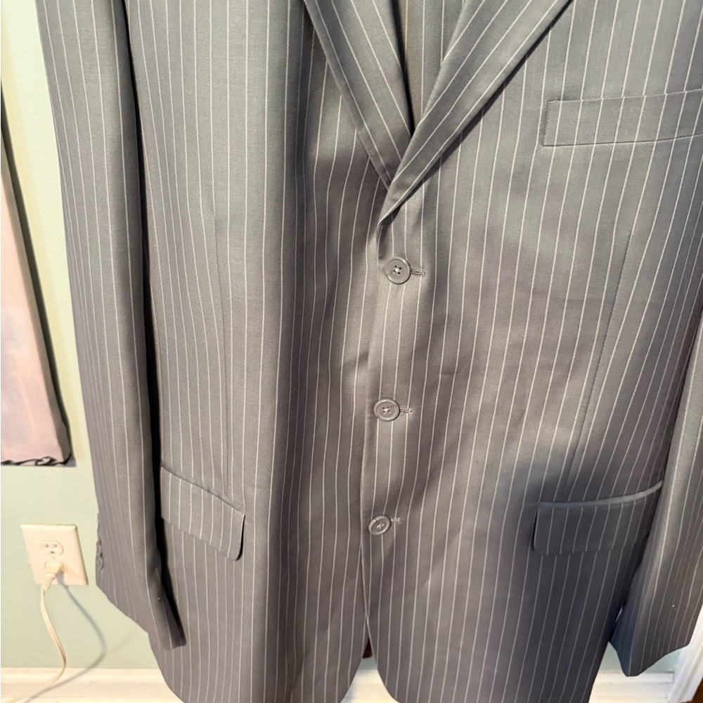 PRE-OWNED FLORENZI Men's Gray 3-BUTTON Pinstripe Blazer/Pants - Picture 3 of 16